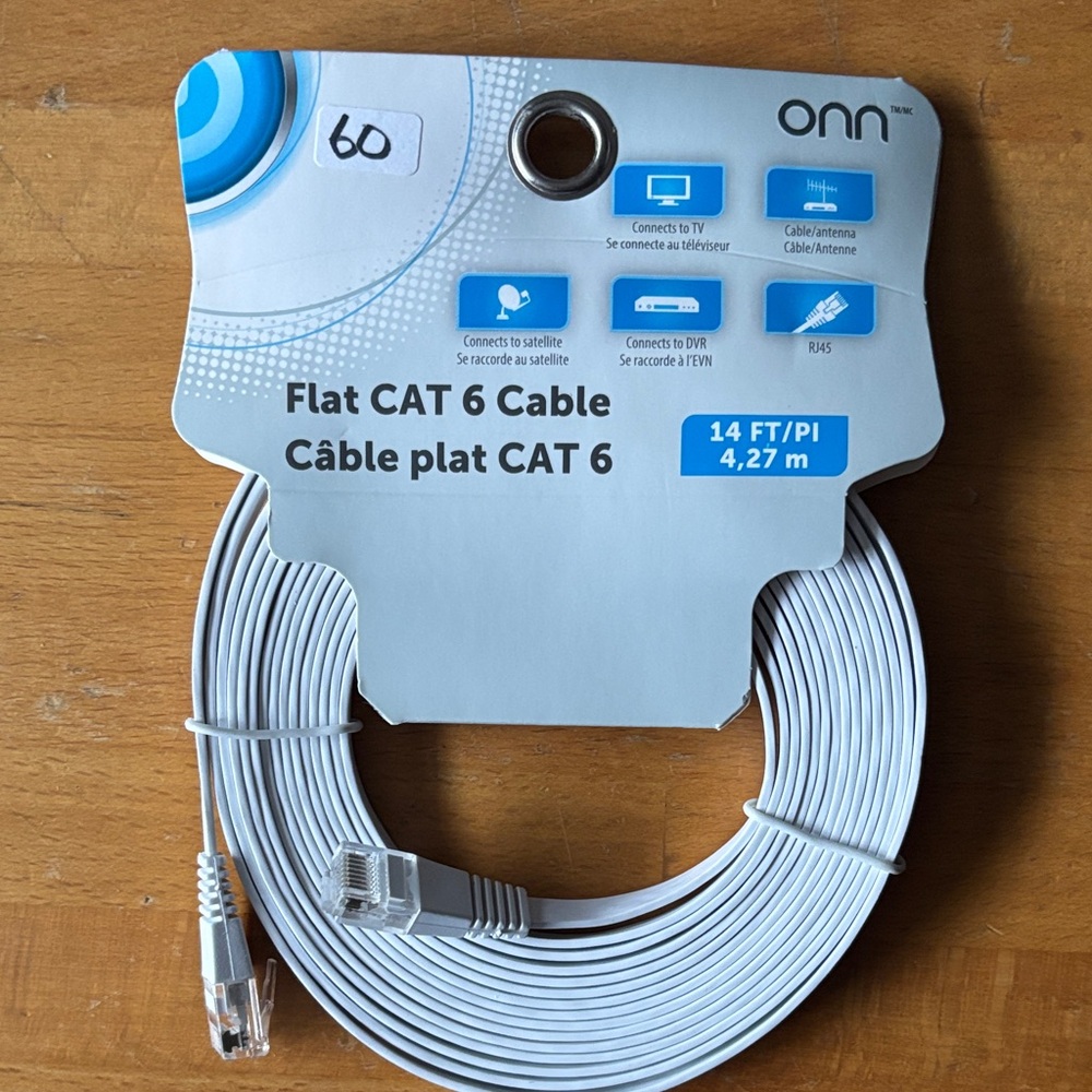 On Running White Flat CAT 6 Cable